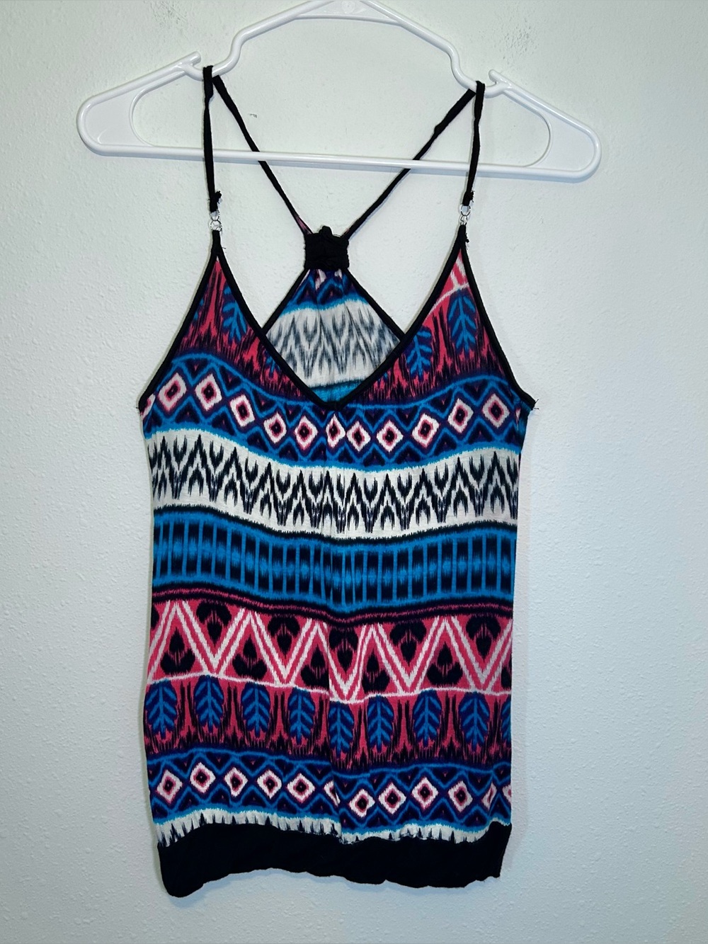 Y2K Rue 21 Strappy Cami Top Sz S Boho Tribal Festival Indie Geometric Blouson